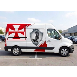 naklejki, motyw husarza, krzyż, bus renault master, tuning, patriotyczne, zestawy naklejek, droga, wyróżnij się, naklejk