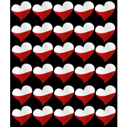 Zestaw naklejek serca z flagą Polski