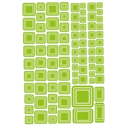 Naklejki o geometrycznych wzorach w formie kwadratów, idealne do dekoracji ramy roweru, widelca oraz błotników.