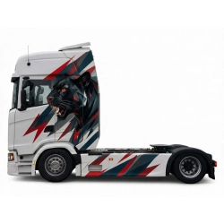 naklejki z motywem czarnej pantery tuning kabiny Scania oklejanie kabiny ciężarówka samodzielne oklejanie kabiny naklejk