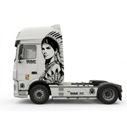 naklejki tuningowe kabina DAF XF motyw indianki personalizacja kabiny stylizowane naklejki ciężarówka naklejki do kabiny