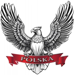 Naklejka orzeł Polska napis wstęga patriotyczna samochód kask