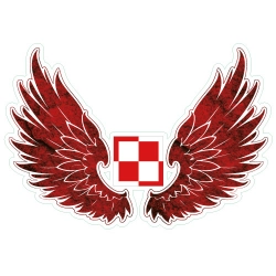 Naklejka przedstawiająca szachownicę ze skrzydłami
