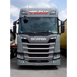 Naklejka na kabinę Scania napis Polska z flagami