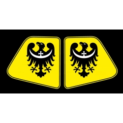 Zestaw naklejek do kabiny Volvo FH. Grafika przedstawiająca herb Dolnego Śląska