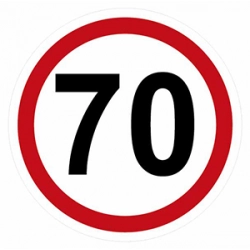 Oznaczenie prędkości 70 km/h - przeznaczone dla ciężarówek oraz autobusów