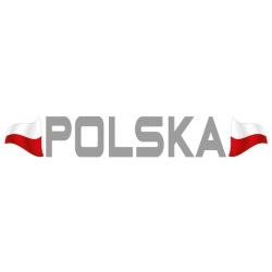 Naklejka z flaga Polski napis maska drzwi błotnik kabina