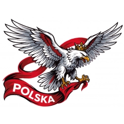 naklejka, patriotyczna, orzeł, polska, wizerunek, samochód, grafika, szara, trzymać, szpon, szarfa, naklejka na samochód