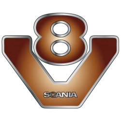 symbol, mocy, transportu, naklejka scania v8