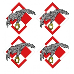 zestaw naklejek z orłem trzymającym wieniec laurowy na szachownicy. Idealne do dekoracji! Wymiary: 5x5 cm.