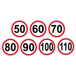 Naklejka ograniczenie prędkości 50 - 60-70-80-90-100-110 km/h