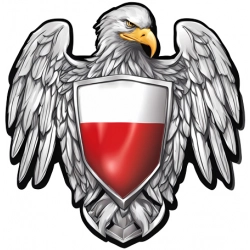 Naklejka orzeł polski z tarczą biało-czerwoną na samochód kask