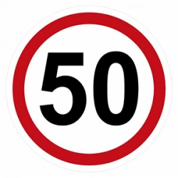 Naklejka z ograniczeniem prędkości do 50 km/h dla samochodu ciężarowego