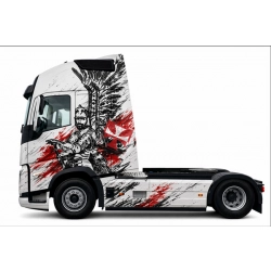 Zestaw naklejek z motywem husarskim, patriotyczne naklejki do kabiny Volvo FH, naklejki z husarzem dla pasjonatów tuning