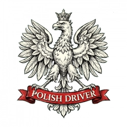 naklejka patriotyczna orzeł polski napis Polish Driver ciężarówki