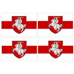 Flaga Białorusi z Pogonią jako naklejka– 4 sztuki w zestawie.