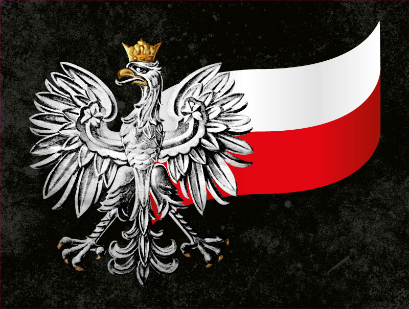 Naklejka orzeł z flagą Polski tablica (ADR) czarna