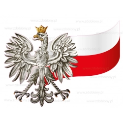 Naklejka orzeł z flagą na szybę