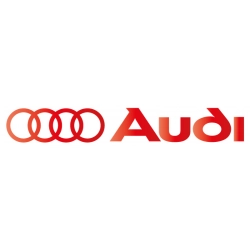 Logo Audi z czerwonym logo, zestaw kolorowych naklejek do personalizacji karoserii samochodu osobowego.