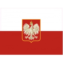 Naklejka flaga Polski z godłem (ADR)