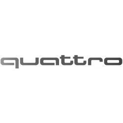 Logo Quattro w czerni i bieli, idealne do naklejek na drzwi samochodu Audi.