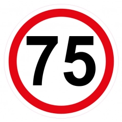 Naklejka ograniczenie prędkości 75 km/h