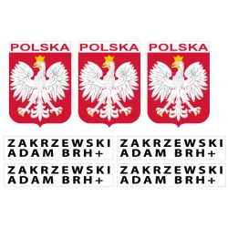 Naklejka nazwisko grupa krwi na kask lub motocykl