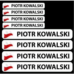 Naklejka flaga nazwisko na kask rower motor oznaczenie