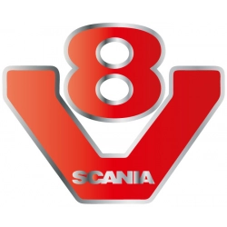 naklejka na pojazd ciężarowy scania v8, naklejka scania v8