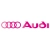 Logo Audi w różowym kolorze, świetne do naklejek na drzwi i tuningowych akcesoriów.